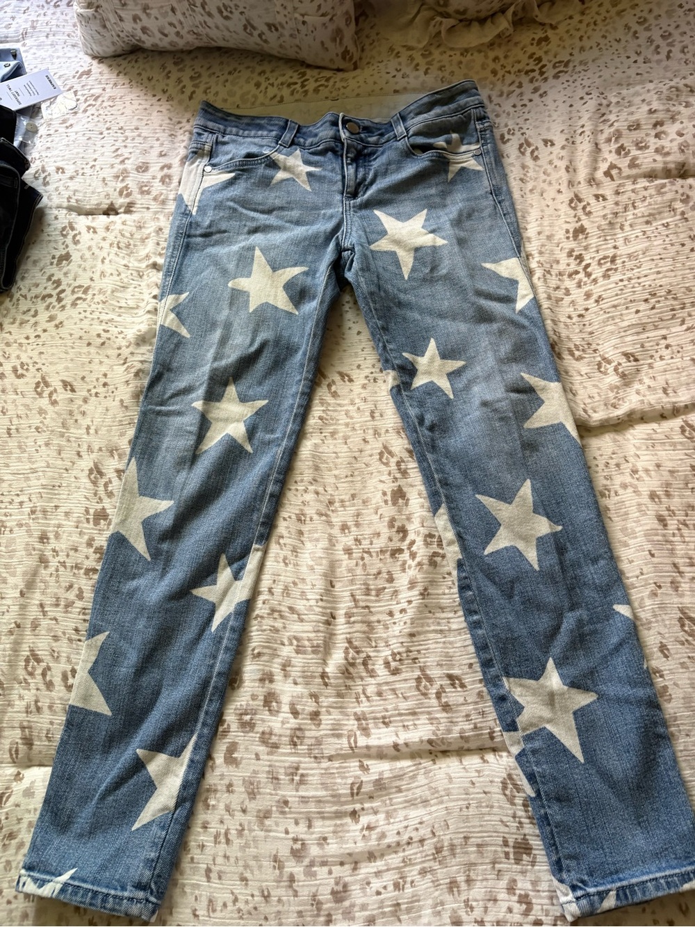 Stella McCartney Blue Denim Jeans with White Star Print